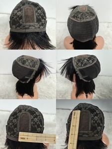 Letsfly Promotion 30$ 12A Yaki Fringe Bob <b>Wigs</b> 1x2.5inch Lace <b>Wigs</b> with Bang 12inch Color 100% Human Hair Wholesales Virgin Hair - Product Image 2