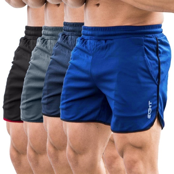 Men Running Shorts Bodybuilding Muscle Training Sportswear Exercise Gym Shorts