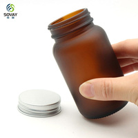 Bouteilles et pots en verre ambré givré vides de 60 ml à 500 ml pour emballage de pilules et capsules médicales avec bouchon à vis