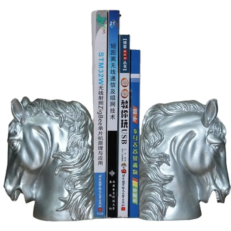 דקורטיבי ייחודי בעבודת יד שרף כסף סוס ראש bookend