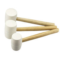 Maillet souple sans trace, absorbant les chocs et anti-rayures, pour la pose de carreaux et de meubles DIY, avec manche en bois et tête en caoutchouc blanc