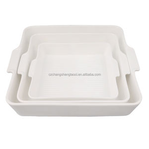 Cacerola de cerámica rectangular grande ecológica para horno, juego de gres, asas dobles, lasaña de porcelana, sartenes para hornear - Product Image 3