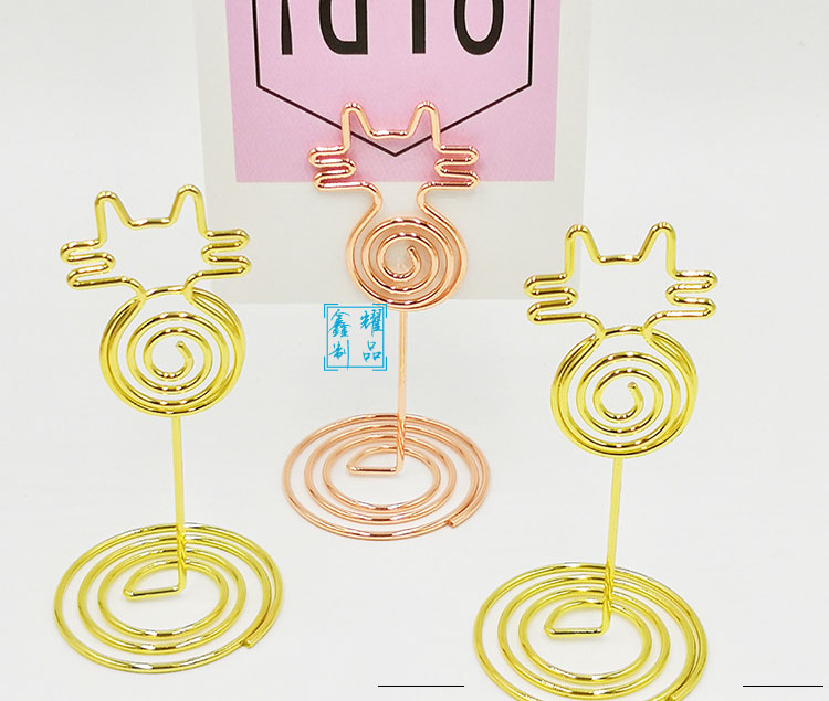 Розовая Золотая Розовая кошка в форме металлической проволоки бумажные зажимы для сообщений подставка держатель для фотографий