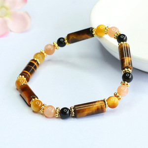 Pulsera de cuentas de ojo de tigre natural con cristales multigema para mujer, estilo vintage, de Juan Yu, éxito de ventas en transmisiones en vivo transfronterizas - Product Image 3