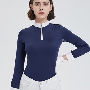 Manufacturer Custom Logo Horse Riding <b>Long</b> Sleeve Stretchy T Shirts Quarter Zip Pullover Tight Equestrian Clothing - Product Image 2