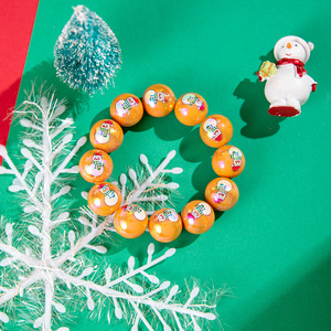 Trendy Christmas Snowman Bell Printed <strong>Bracelet</strong> New Year Party Cute <strong>Large</strong> round Resin <strong>Bead</strong> with Alloy Elastic Beaded <strong>Bracelets</strong> - Product Image 3