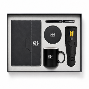 Coffret Cadeau Luxe 5-en-1 Personnalisable avec Logo : Carnet en Cuir A5, Stylo, Tasse, Sous-Verre et Parapluie – Marquage Personnalisé pour Employés - Product Image 4