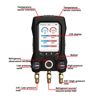 Manomètre numérique Aojie avec écran LCD, outil de test de pression de vide pour climatiseur et pompe à chaleur, avec soupape de sécurité et tuyaux de charge