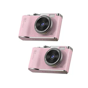 2024 Nova câmera retrô CCD 4K HD câmera de lente dupla para filmar/gravar/jogar/música linda câmera infantil rosa