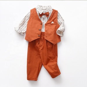 Ensemble 3 pièces pour bébé garçon, style gentleman, automne, manches longues, veste formelle, tenue pour tout-petits et nourrissons - Product Image 1