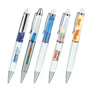 Groothandel Custom Ontwerp Floater Vloeibare Drijvende Pennen Hoge Kwaliteit Promotionele 3d Floater Glitter Vloeibare Drijvende Pen Met Pvc