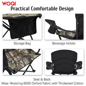 Chaise pliante de camping Woqi avec porte-gobelet et sac de rangement pour les activités de plein air, la plage, la randonnée et les voyages - Product Image 3