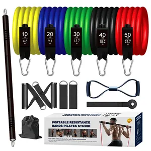 Home Gym Trainingsapparatuur Latex 11-delige Pilates Bar Set 8-cijferige Puller Weerstand Band Set