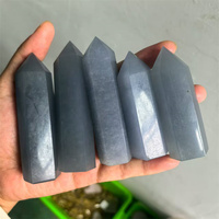Points de baguette de cristaux de qualité supérieure pierres de guérison tour de cristal d'angélite bleue naturelle pour la décoration