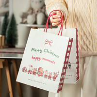 Sac cadeau en papier artistique blanc personnalisé DAKE, motif bonhomme de neige et arbre, emballage de bonbons de Noël, vente en gros, boîte cadeau de luxe
