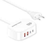 Support de charge super rapide 120W avec 2 ports Type C + 2 ports USB, concentrateur de charge USB-C 120W, rallonge de prise de charge pour téléphone portable