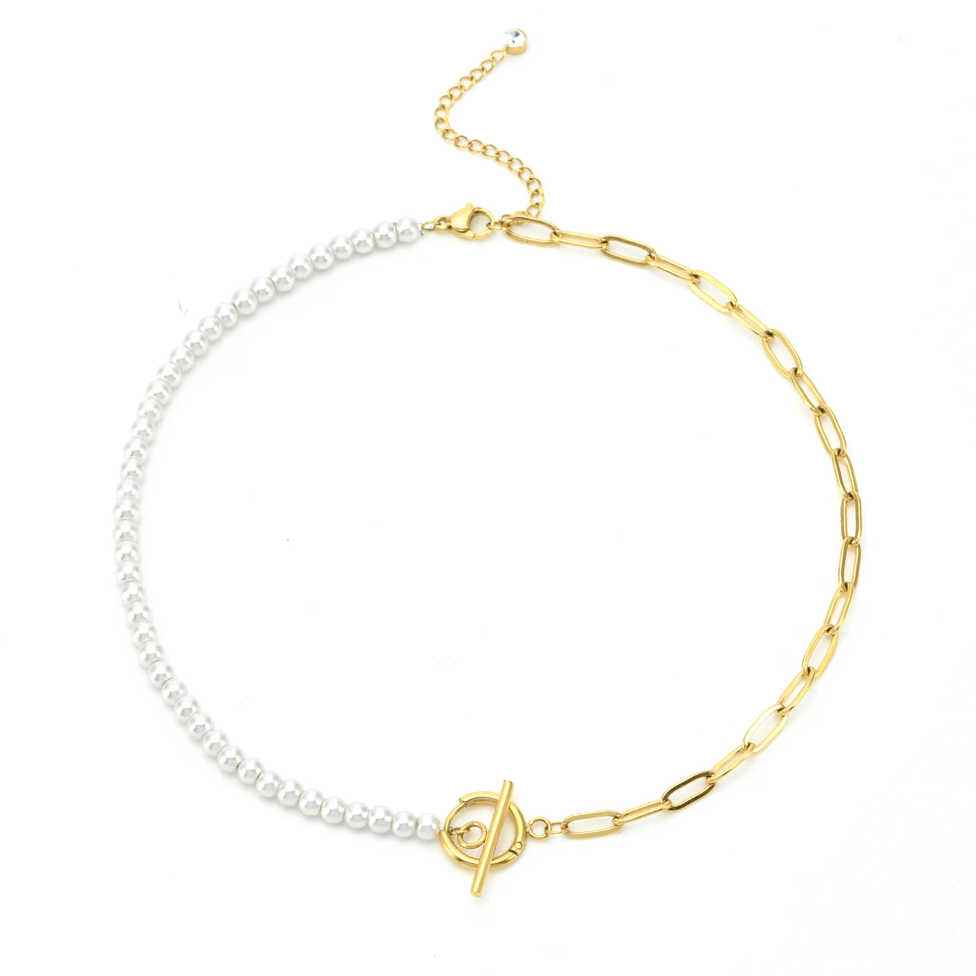 Pearl Initial Halskette Kombination Choker Chain Shell Pearl Büroklammer mit Anfangs buchstaben Halsketten für Frauen Edelstahl
