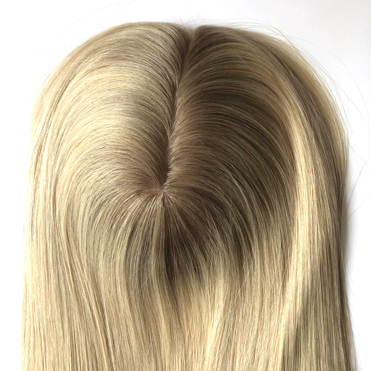 TP32/34 5.5x6 stock 14 16 inch color 8T25 blonde toppers virgin human hair new injection silk top kosher jewish topper for women