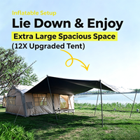 Tente de camping gonflable 12 m² imperméable, portable, installation rapide, Oxford 420D, pour l'extérieur, familiale, quatre saisons, double couche
