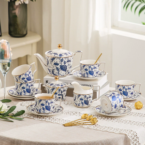 Wholesale 15-Piece High-End Ceramic Coffee & Tea Set Bone China for Afternoon Tea & <b>Black</b> Tea Presented in a Stylish <b>Gift</b> <b>Box</b> - Product Image 1