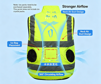 Gilet de travail réfrigérant climatisé avec ventilateur, bandes réfléchissantes, logo personnalisé, pour l'été, les températures élevées, usage industriel extérieur