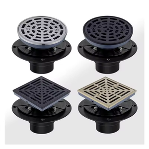 Desagüe de piso de ducha redondo de 115mm con brida, rejilla de patrón extraíble, desagüe de piso negro inteligente de acero inoxidable SUS 304 de grado alimenticio - Product Image 1