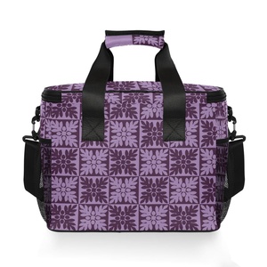 Sac isotherme de pique-nique en nylon violet hawaïen Ulu, grand format, étanche, avec poignée, imprimé personnalisé - Product Image 6