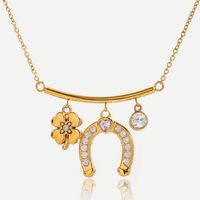 Lucky Horseshoe Series Estilo clásico Collar de acero inoxidable de 18 quilates Cadena de eslabones chapada en oro Diseño transfronterizo Jjguoyi Unisex Todo