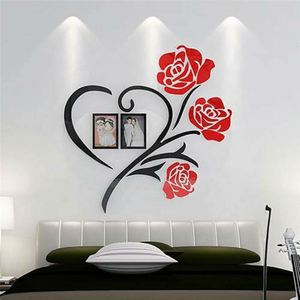 Autocollants muraux en acrylique 3D « Amour de Famille » en forme de rose, cadre photo DIY, décor mural, ornement artistique pour la maison - Product Image 3