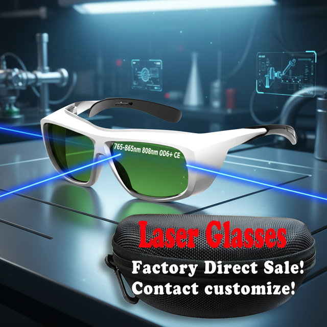 765-865nm 808nm OD6 Customize Laser Protection Lenses Protective Glass for Welding Cutting Engraving Laser Safety Glasses Goggle
