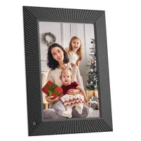 Cadre photo numérique HD INSOVISION 10,1 pouces avec écran tactile IPS, 2 Go de RAM, 32 Go de stockage, lecture vidéo, Wi-Fi et MP3 - Cadre en bois