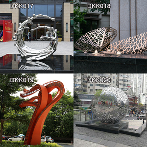 K017 Escultura de Ondas de Agua de Acero Inoxidable en Plaza Urbana-Instalación de Esfera de Metal Radiante para Paisajes Corporativos - Product Image 3