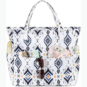 Bolsa de Hombro de Lona Azul con Logotipo Personalizado Impreso, Bolsa de Playa de Algodón para Mujer con Asa de Cuerda y Bolsillo, Muestra Gratuita - Product Image 4