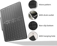 Tapis de séchage de vaisselle en silicone pour comptoirs de cuisine, antidérapant, avec drain intégré et résistant à la chaleur