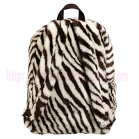 Sac à dos en fausse fourrure pelucheuse à rayures animalières, style personnalisé pour femmes, fermeture éclair, sacs d'école pour la vente en gros