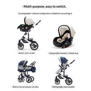 Cochecito de Bebé Cuatro en Uno, Tres en Uno, Asiento de Seguridad Bidireccional para Recién Nacidos, Asiento de Coche Tipo Cesta, Marco de Aleación de Aluminio, Capacidad de Carga de 15 kg - Product Image 2