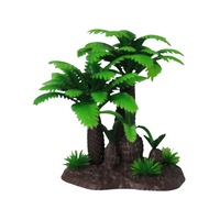 Ornement d'aquarium en forme de palmier artificiel en plastique, base en résine lestée, cachette pour poissons, décor multicolores