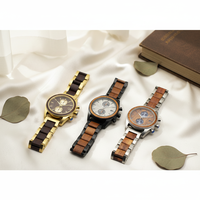 Jam Tangan Kronograf Steel Wood Set Casing Baja & Kayu Dua Warna Pilihan Multi-Dial Desain Kronograf Jam Tangan Quartz Pria 2025