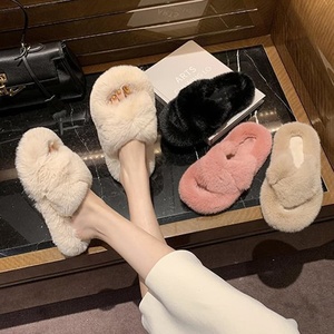 Finta Pelliccia Diapositive <span class=keywords><strong>Visone</strong></span> Doppio Cinghie Del Progettista Fluffy Pelliccia Del Faux Pantofole Donna - Product Image 3