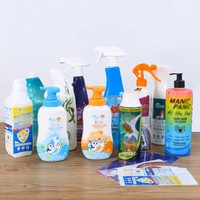Étiquettes thermorétractables personnalisées pour bouteilles de nettoyage, sprays de soins personnels, emballages ménagers, film enveloppant intégral