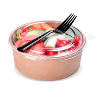 Bol à salade en papier kraft écologique, conteneur jetable pour salade de fruits à emporter, assiettes et bols en papier kraft, emballage