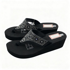 Sandales à bout ouvert élégantes pour femmes, bleu marine, ornées de cristaux étincelants, semelle épaisse, écologiques, printemps - Product Image 1