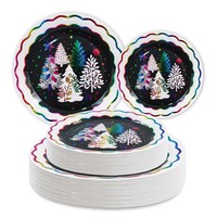 Assiettes en papier jetables de taille personnalisée au design élégant, fournitures de table pour fêtes, festivals, événements de Noël, pour la maison, certifiées BSCI