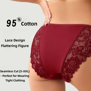 Braguitas de Encaje Sexy de Algodón de Cintura Media, Estilo Nuevo, Cómodas, Suaves, Transpirables, Antibacterianas y Anti-luz para Mujer - Product Image 2