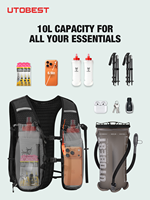 Kit de gilet d'hydratation UTOBEST 3 en 1 avec poche à eau de 2 L, flacons souples en TPU pliables orange, sac à dos de course respirant en maille