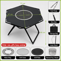 Table de barbecue pliante portable en métal pour camping, pique-nique, extérieur, idéale pour les voyages et événements
