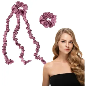 Polvo heatless cabelo curler headband seda curling fita e mancha scrunchies conjunto heatless cabelo rolos