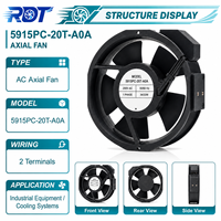 Ventilateur de refroidissement AC pour armoire industrielle 172x150x38mm à roulement à billes 5915PC-20T-A0A pour dissipation thermique de machines, pièce de rechange industrielle