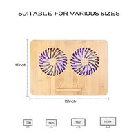 Support de refroidissement en bambou pour ordinateur portable de jeu de 15.6 pouces, support de refroidissement pour ordinateur portable avec Double ventilateur USB