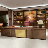 LBZ-332X Bureau de direction haut de gamme en bois massif, grand bureau en L personnalisable, style chinois moderne, nord-américain